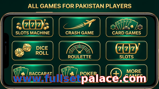 Main screen of Www.fullsetpalace.com games page for PK players