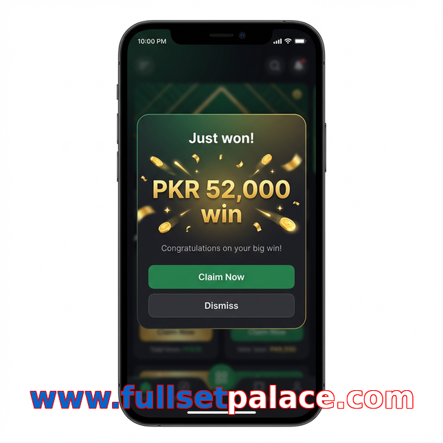 Main screen of Www.fullsetpalace.com win page for PK players